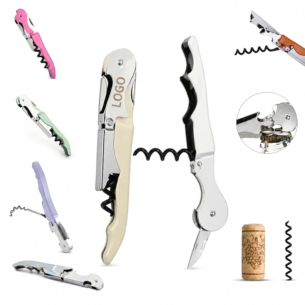 Multi-Functional Stainless Steel Waiter's Corkscrew with Integrated Foil Cutter