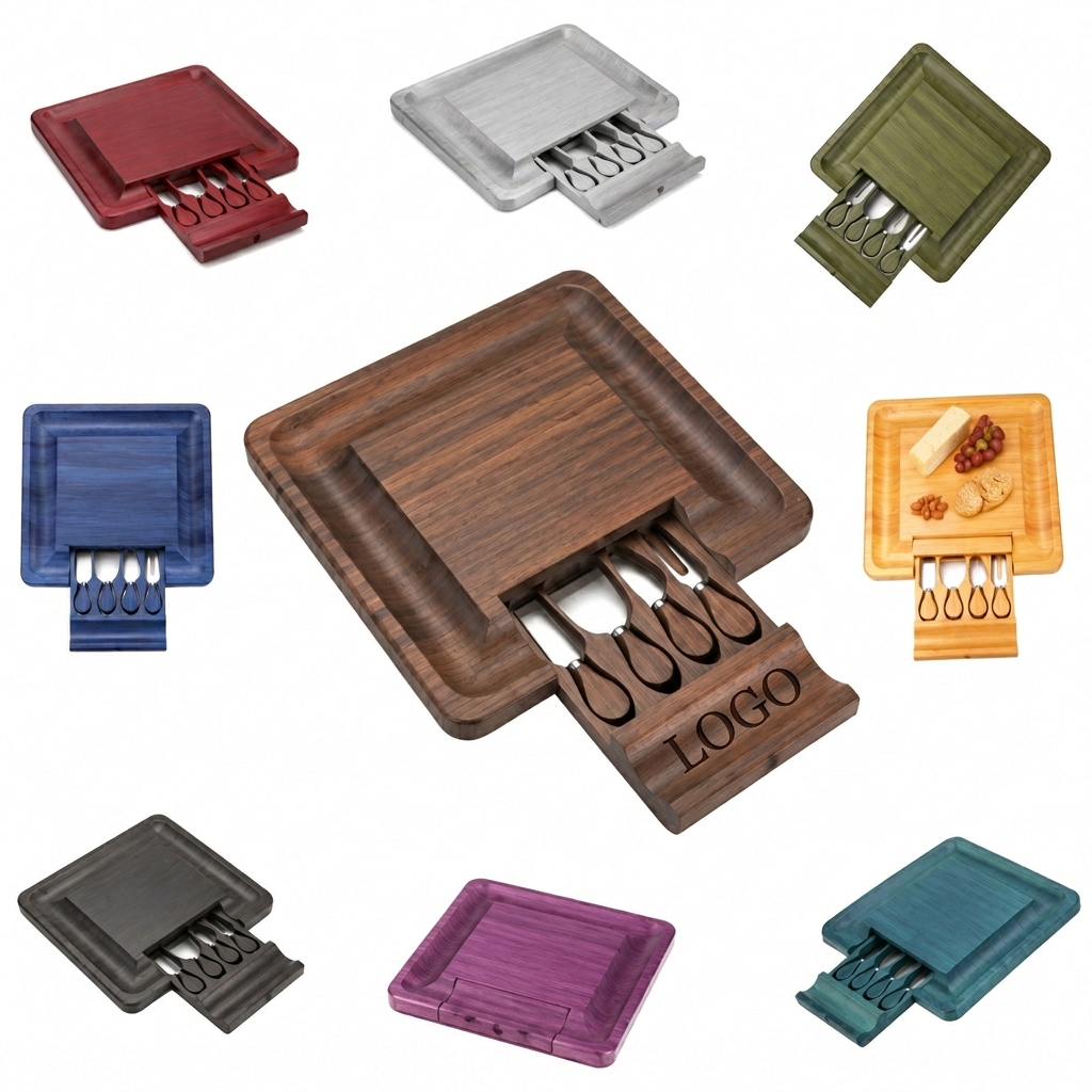 Eco-Friendly Bamboo Charcuterie Board with Integrated Utensil Drawer