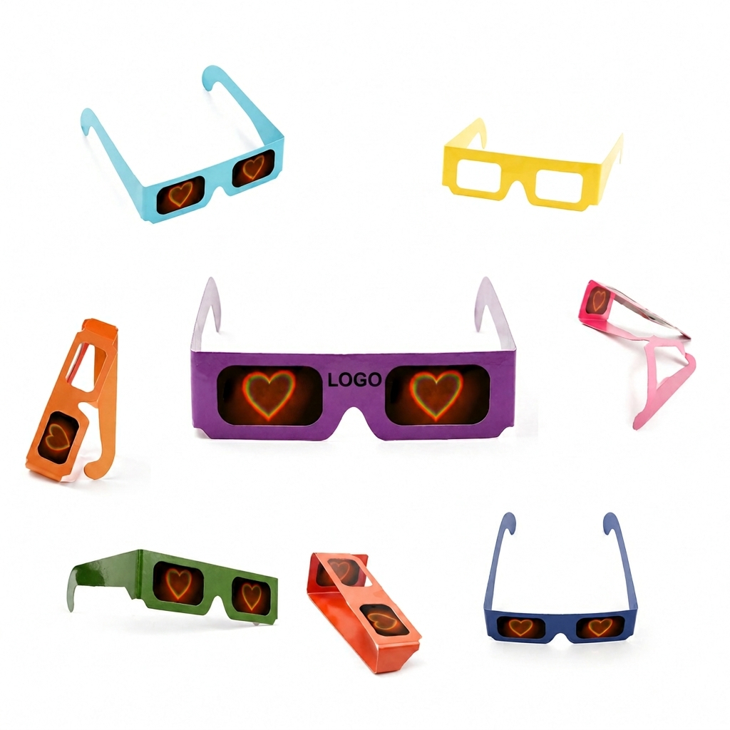 Rainbow Heart Diffraction Paper Glasses