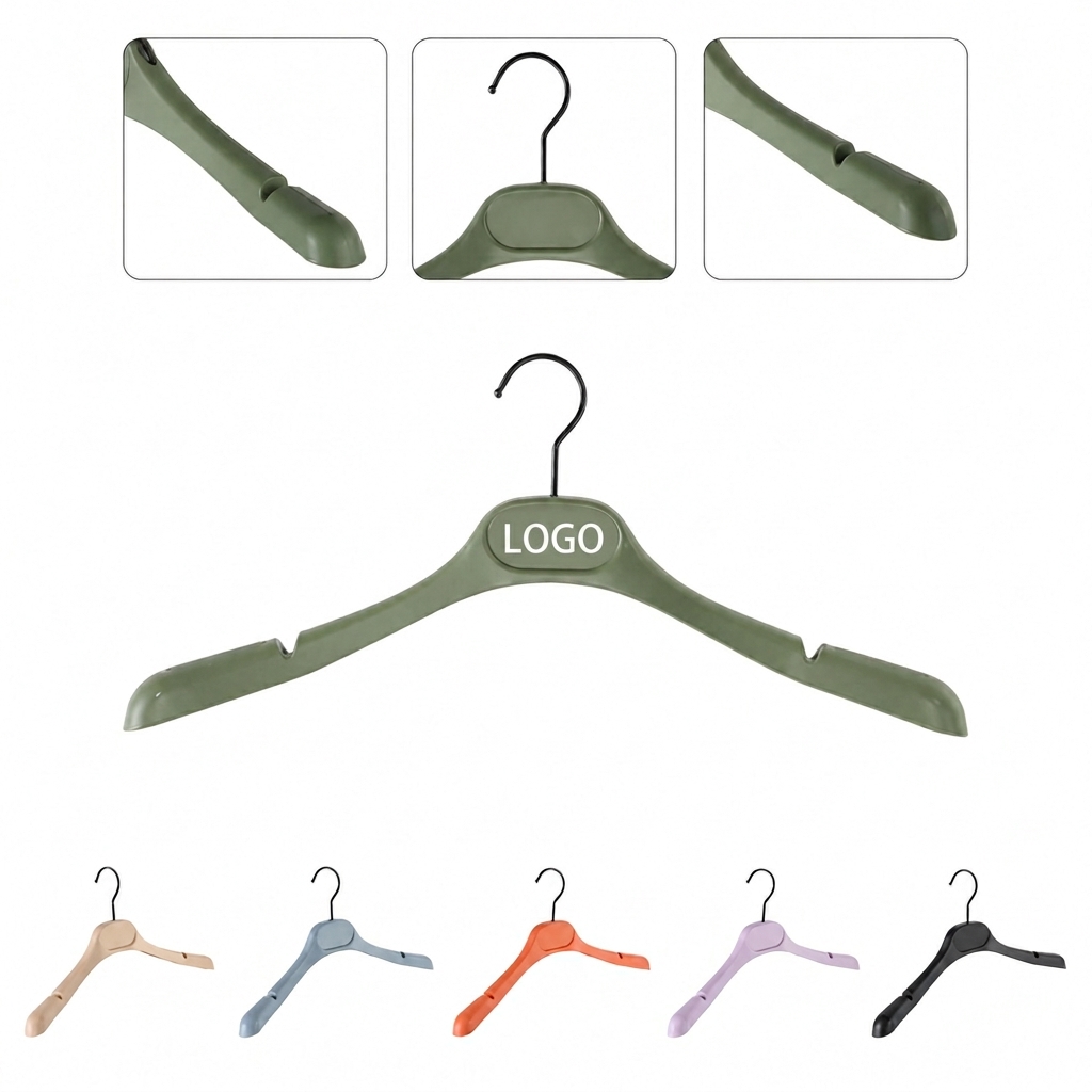 Contoured Wide-Shoulder Non-Slip Plastic Hanger for Apparel Organization