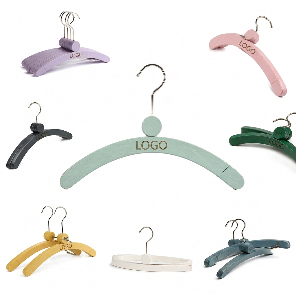 Vibrant Wooden Children's Clothing Hanger with 360-Degree Swivel Hook