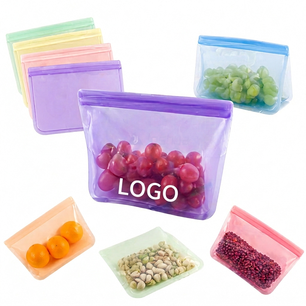 Translucent Reusable PEVA Food Storage Pouch with Gusset Base