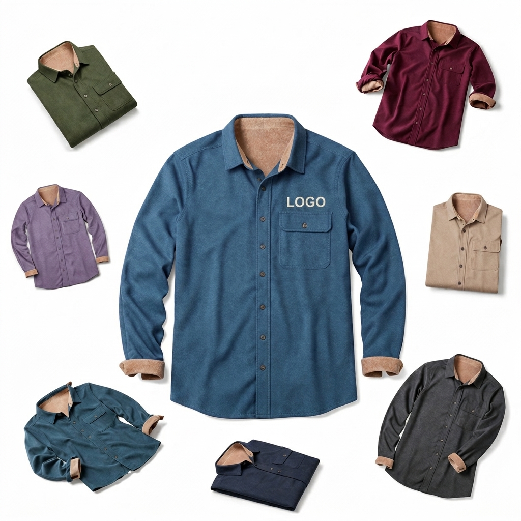 Men's Heavyweight Brushed Flannel Button-Down with Contrast Corduroy Accents