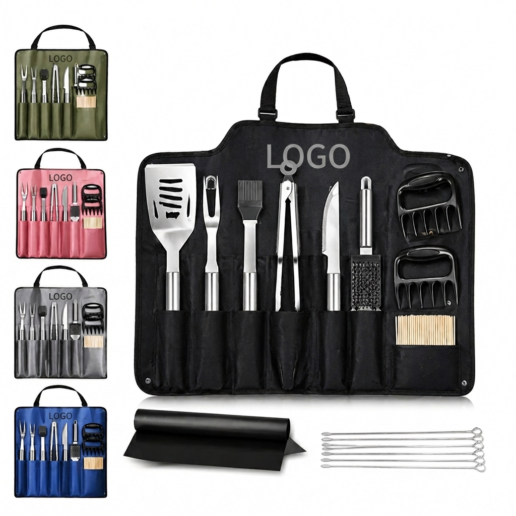 Professional Portable BBQ Apron and Tool Kit - 10 Piece Outdoor Grilling Set