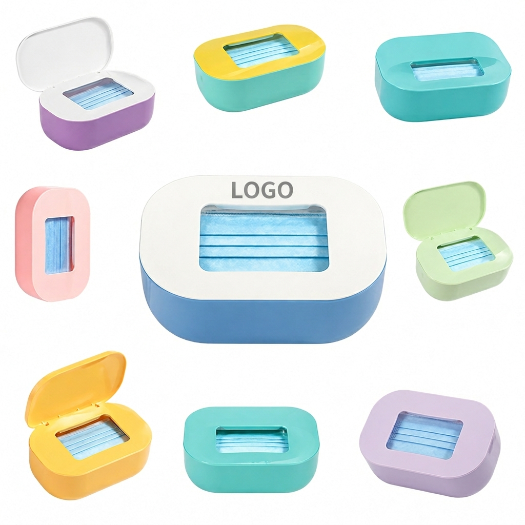Portable Face Mask Storage Container with Viewing Window