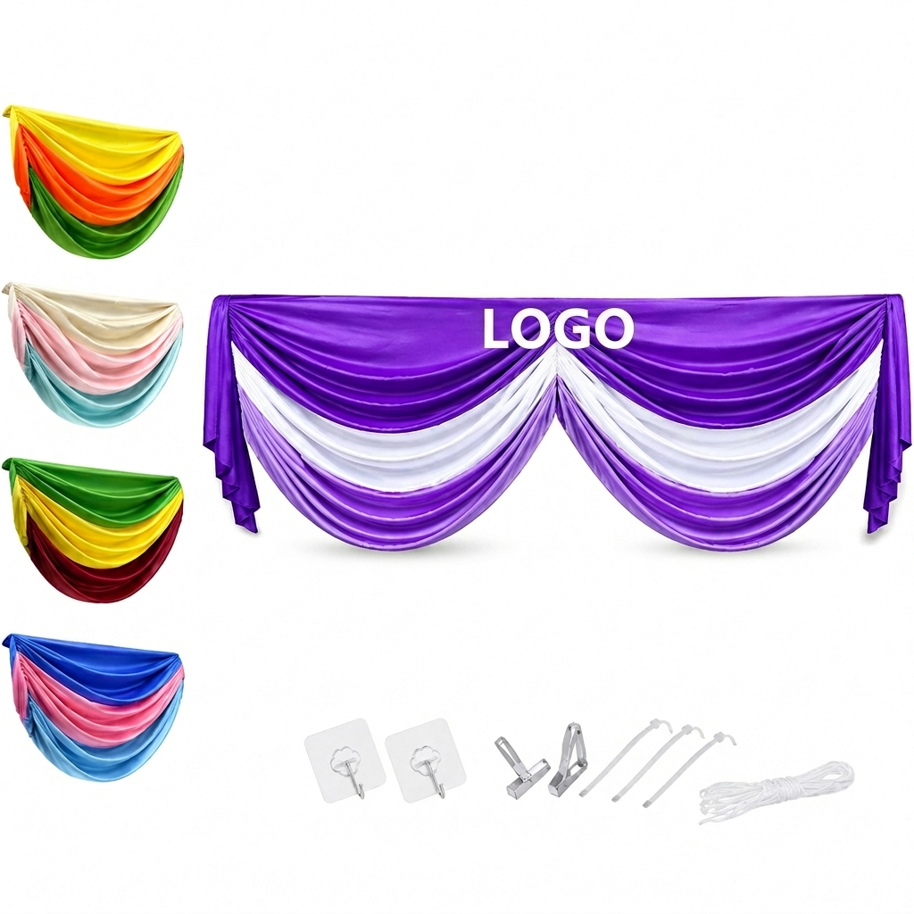 Multi-Color Pleated Fabric Swag Bunting for Event Decoration