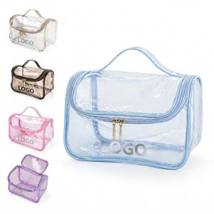 Transparent Water-Resistant PVC Toiletry and Cosmetic Travel Bag