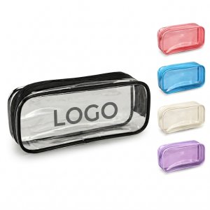 Transparent Stationery Organizer with Top Zipper Closure