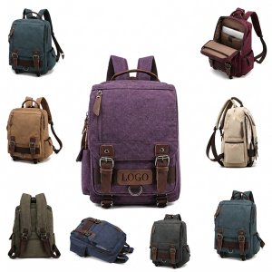 Multi-Functional Vintage Canvas Commuter Backpack with Laptop Sleeve