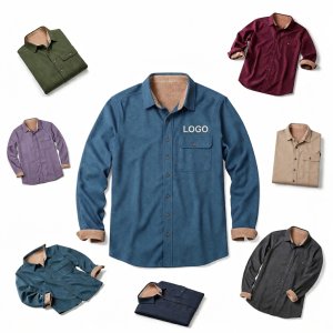 Men's Heavyweight Brushed Flannel Button-Down with Contrast Corduroy Accents