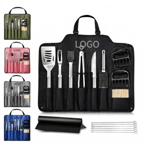 Professional Portable BBQ Apron and Tool Kit - 10 Piece Outdoor Grilling Set